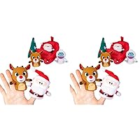 KIDS PREFERRED Christmas Rudolph The Red-Nosed Reindeer Finger Puppet Playset with Sleigh, 5 Pieces, Christmas Stuffed Animal Plush Toys, Finger Hands Party Toys (23133) (Pack of 2)