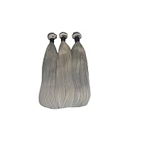 6A Grade Brazilian Virgin Hair Straight Human Hair Weave 3 Bundles 16 Inches Silver Grey Color Pack of 3