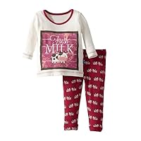 Little Girls Pajama Sets Cartoon Fresh Milk Cow Cute Baby Clothes Suits Long Sleeve White Sleepwear Casual Ouifit