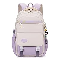 Contrasting Colors Backpack with Cute Accessories Large Bags Waterproof Lightweight Durable Travel Gifts 18 Inch (Purple(with Accessories))