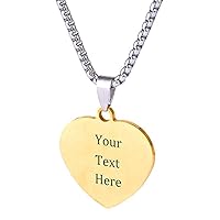 Personalized Custom Message Engrave Name Words Stainless Steel Heart Shape Pendant Necklace Gift Chain Necklaces