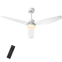 YOUKAIN 52 Inch Indoor/Outdoor Modern Ceiling Fan with Lights and Remote Control, Reversible Blades, for Living Room, Bedroom, Bathroom, Matte White, 52-YJ359-WH