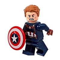 LEGO Marvel Super Heroes Minifigure - Captain American Wavy Hair Civil War Version