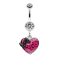 Leopard Pattern Heart Bow WildKlass Belly Button Ring