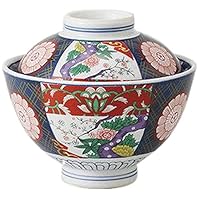 Set of 10 Nishiki Peony Round Lid Bowl, 5.8 x 5.0 inches (14.8 x 12.8 cm), 22.3 oz (650 g), Lid Bowl, Tendon, Katsudon, Oyakodon, Japanese Tableware, Restaurant, Commercial Use,
