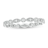 10K Gold 1/5 Cttw Diamond Marquise and Circle Alternating Vintage-Style Eternity Anniversary Band Ring for Women (0.2 Ct, Color I, Clarity I2)