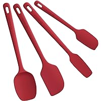 4 Pieces Silicone Spatula Set, Food Grade Rubber Spatula, Upgrade Strong Handle with Ergonomic Grip, Heat Resistant Up to 600°F for Nonstick Cookware, Cooking