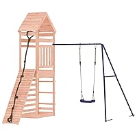 vidaXL Swing Set, Wooden Playground Equipment Outdoor Playset, Outdoor Backyard Playground Set for Kids Age 3-8 Years, Solid Wood Douglas