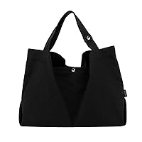 Large Shopping Shoulder Bag Travel Work Handbag for Casual Canvas Tote Bag for Women (Color : Black, Size : 43x18x34cm)
