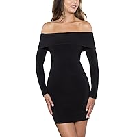 B Darlin Womens Black Long Sleeve Off Shoulder Mini Cocktail Body Con Dress Juniors 5