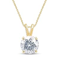 SAVEARTH DIAMONDS 925 Sterling Silver 1 Carat 6.5MM Round Cut Moissanite Lab Created Diamond Solitaire Pendant Necklace With Sterling Silver Chain Jewelry For Women
