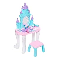 Pink & Blue Snow Castle Themed Kids Light-Up Sound Vanity Set W/Chair