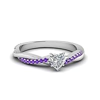Choose Your Gemstone 925 sterling silver Infinity Twist Ring Crystal Heart Shape Side Stone Wedding Valentine Wear Promise Ring with Pave Setting for girls and women Size US 4 TO 12
