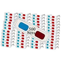 3D Red/Cyan Anaglyph Cardboard Glasses - 500 Pair - White Frame