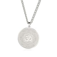 Om Necklace for Men Women Yoga Lotus Flower of Life Hinduism Ohm Mandala Pendant Stainless Steel Viking Spiritual Amulet Wicca Charm Jewelry Gift