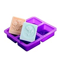 Soap Silicone Mold 1 Pc Carnation Homemade Square Soap Silicone Mold 4 Cavity Chocolate Molds Round