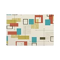 Mid-Century Modern Placemats Set of 6(Polyester), Washable Heat Resistant Table Mats for Dining Room and Kitchen 12
