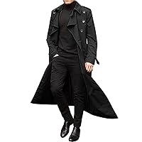 Men's Trench Coats Double Breasted Belted Trench Coat Oversized Casual Windbreaker Winter Lapel Long Jacket Overcoat