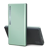 Ultra-Thin 10000mAh Portable Charger, 15W PD Fast Charging High-Capacity External Power Bank, USB-C in&Out Battery Pack for iPhone 15/14/13/12 Series, Samsung Galaxy, etc (Green)