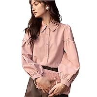 Women' Blouses Spring Autumn Single Breasted Clothes for Women Solid Street Lantern Sleeve Shirts