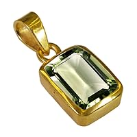 Choose Your Stone Pendant Rectangle Shape Sterling Silver 18K Gold Plated Locket For Men Women