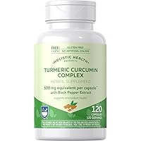 Rite Aid Turmeric Curcumin Complex Capsules 500mg, 120 Count, Supports Healthy Joints and Mobility, Antioxidant Curcuminoids, Advanced Complex