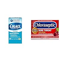 Colace Clear Stool Softener Soft Gel Capsules 50mg Constipation Relief 28ct & Chloraseptic Cherry Sore Throat Lozenges 18 Count