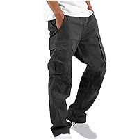 Men's Relaxed Fit Cargo Pants Baggy Straight Leg Pant Outdoor Sweatpants Loose Comfy Trousers Track Bottoms Plus Size