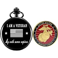 Jofanvin Gifts for Veterans,Pocket Watch for Veterans with Military ChanllengCoin,Best Veterans Day Gifts