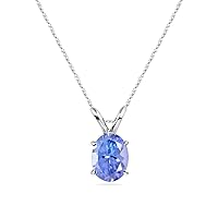 0.30-0.56 Cts of 6x4 mm A Oval Tanzanite Solitaire Pendant in 14K White Gold