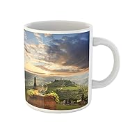 Coffee Mug Red White Wine Barrel on Vineyard in Chianti Tuscany 11 Oz Ceramic Tea Cup Mugs Souvenir for Family Friends Coworkers