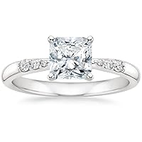 10K Solid White Gold Handmade Engagement Ring 1.0 CT Radiant Cut Moissanite Diamond Solitaire Wedding/Bridal Ring Set for Women/Her Propose Ring