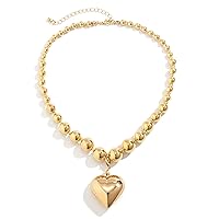 YBMYCM Heart Pendant Choker Necklaces Chunky Gold Bead Choker Necklaces for Women Girls Gifts Jewelry