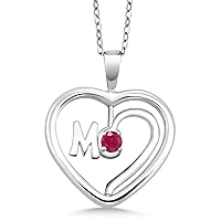 Gem Stone King 0.25 Ct Round Red Ruby 925 Sterling Silver Spinning MOM Pendant Necklace with Chain