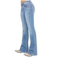 Bell Bottom Jeans for Women Mid Waisted Flare Jeans with Classic Wide Leg Denim Pants Stretch Bootcut Jeans
