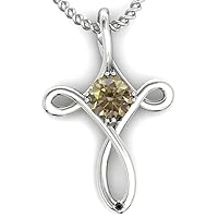1.85 ct Vvs1 Silver Plated Round Solitaire Real Moissanite Solitaire Pendant Off White Yellow