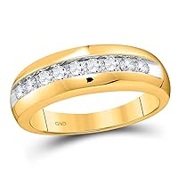 The Diamond Deal 10kt Yellow Gold Mens Round Diamond Wedding Single Row Band Ring 1/2 Cttw