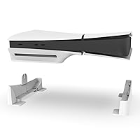 PS5 Slim Horizontal Stand, for PS5 Slim Accessories Base Stand Compatible with Playstation 5 Slim Console Disc & Digital Editions, Upgraded PS5 Slim Desk Stand with Screw Fixing (White)