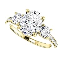 14K Solid Yellow Gold Handmade Engagement Ring, 2.50 CT Oval Cut Moissanite Solitaire Ring Diamond Wedding Ring for Her/Women, Gorgeous Ring, VVS1 Colorless