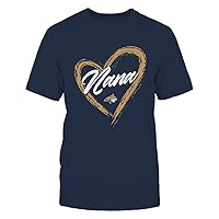 FanPrint Montana State Bobcats - Heart Shape - Nana - University Team Logo Gift T-Shirt Navy