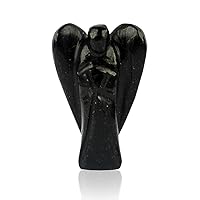 Natural Black Tourmaline Angel Stone Angel Crystal Angel 1 Inch Approx for Reiki Healing and Crystal Healing Stone (Color : Black)