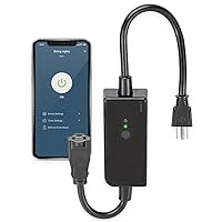 Leviton Decora Smart Wi-Fi Outdoor Plug, Works with Matter, My Leviton, Alexa, Google Assistant, Apple Home/Siri & Wire-Free Anywhere Switch Companion, Weather-Resistant, D215O-1RE, Black