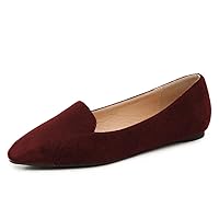 XYD Women Versatile Pointy Toe Ballet Flats Low Heels Pumps Comfort Slip on Suede Basic Office Lady Shoes