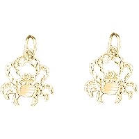 Crab Earrings | 14K Yellow Gold Crab Lever Back Earrings - Made in USA