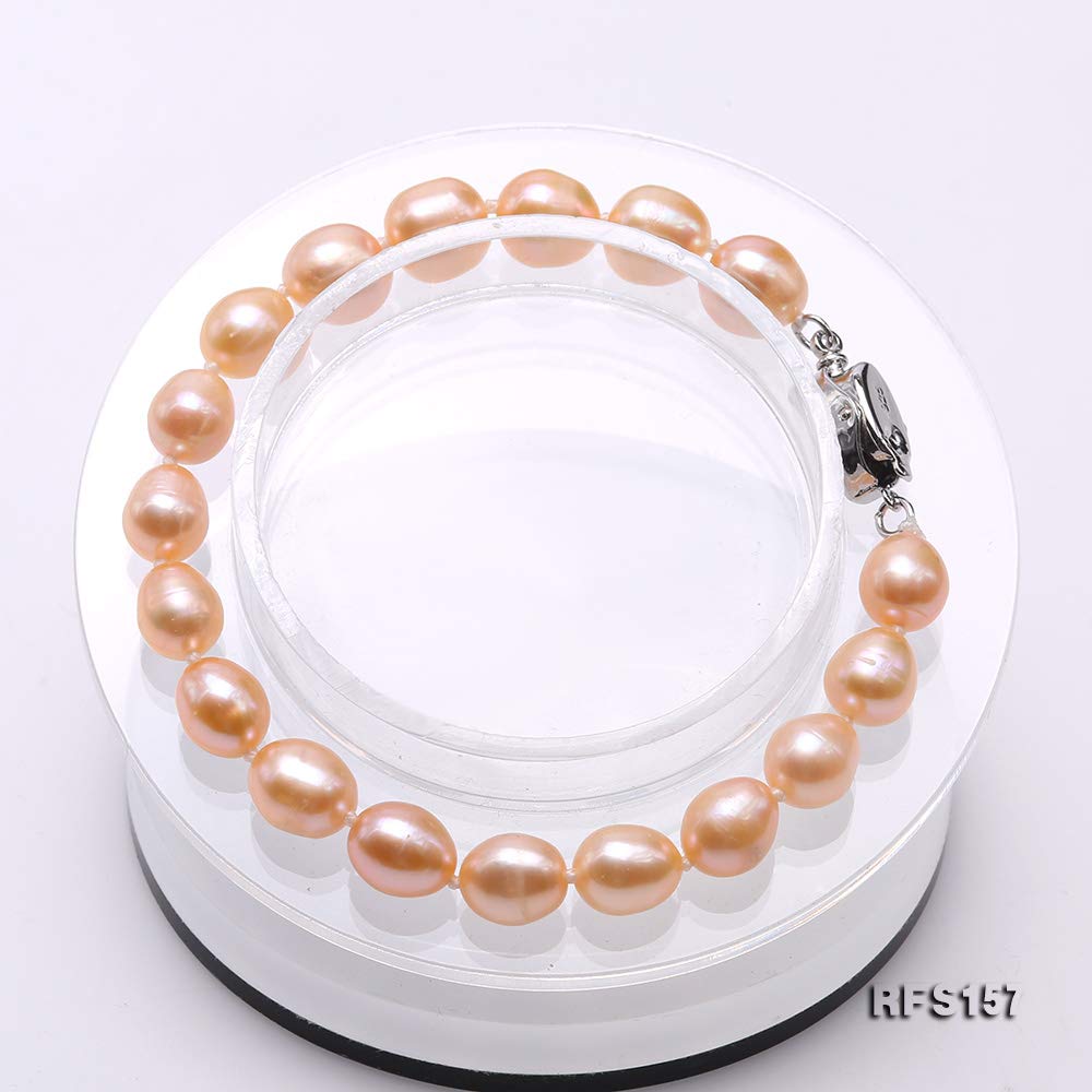 JYX Pearl Necklace Set AA 7-8mm Natural Oval Freshwater Cultured Pearl Necklace and Bracelet Set