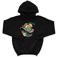 Floral Hat Kids' Sponge Fleece Hoodie - Cute Kids' Hoodie - Graphic Hoodie for Kids