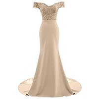Women's Elegant Mermaid Bridesmaid Dress Off The Shoulder Formal Evening Dress Long Prom Party Gown