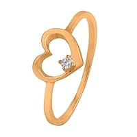 0.02 Cts Round Cut Sim Diamond Solitaire Heart Ring in 14KT White Gold PL