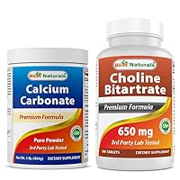 Calcium Carbonate Powder 1 Pound & Choline Bitartrate 650 mg