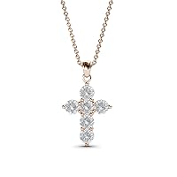 White Sapphire Cross Pendant 0.46 ctw 14K Gold. Included 18 inches 14K Gold Chain.
